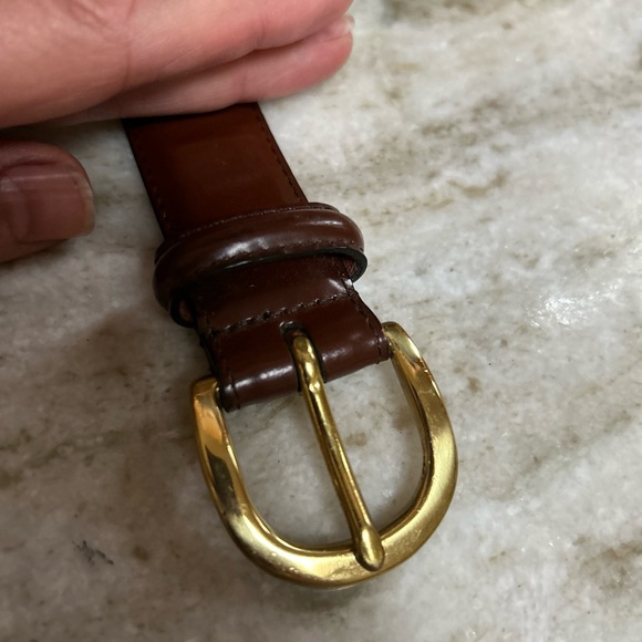COACH MENS BROWN LEATHER DRESS BELT Size 34 SOLID BRASS BUCKLE - Picture 10 of 11